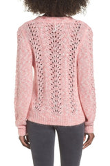 Topshop Strawberry Cream Pink Open Knit Mohair Angora Sweater