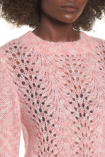 Topshop Strawberry Cream Pink Open Knit Mohair Angora Sweater