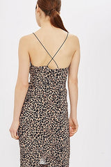 Topshop Animal Print Plunge V Neck Bodycon Midi Dres