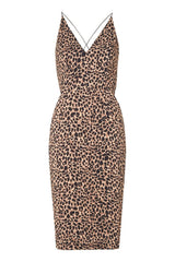 Topshop Animal Print Plunge V Neck Bodycon Midi Dres