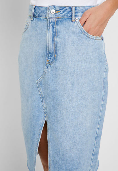 Topshop Denim Front Split Pencil Denim Skirt