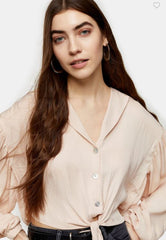Topshop Blush V Neck Front Tie Crop Top
