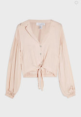 Topshop Blush V Neck Front Tie Crop Top