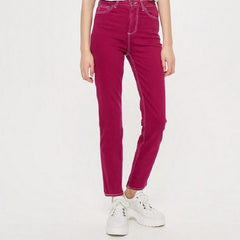 Topshop Jamie Straight Leg Moto Pink Magenta Ankle Jeans