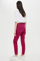 Topshop Jamie Straight Leg Moto Pink Magenta Ankle Jeans