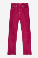 Topshop Jamie Straight Leg Moto Pink Magenta Ankle Jeans