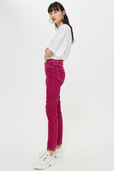 Topshop Jamie Straight Leg Moto Pink Magenta Ankle Jeans