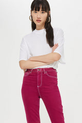 Topshop Jamie Straight Leg Moto Pink Magenta Ankle Jeans