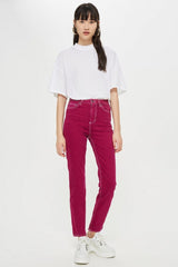 Topshop Jamie Straight Leg Moto Pink Magenta Ankle Jeans
