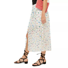 Topshop Pleated Multi Color Polka Dot Skirt