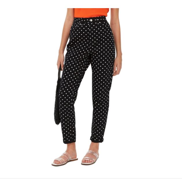 Topshop High Rise Polka Dot Mom Jeans