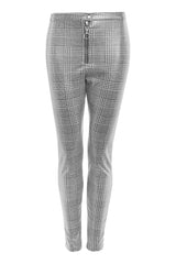 Topshop Prince Of Wales Coated Houndstooth Zip Treggings