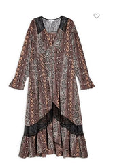 Topshop Snake Print Lace Trim Midi A Line Dress