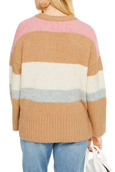 Topshop Ultra Soft Knit CrewNeck Sweater Striped Pullover