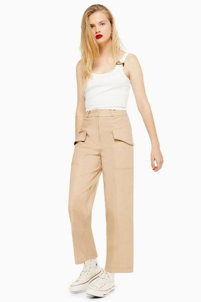 Topshop High Rise Wide Leg Cropped Utility Pants