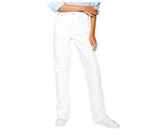 Topshop White Denim High Rise Straight Leg Retro Dad Jeans