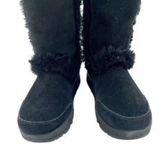 Ugg Sundance Black Suede Leather Fur Sheepskin Boots