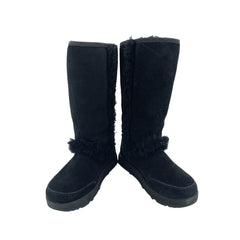 Ugg Sundance Black Suede Leather Fur Sheepskin Boots
