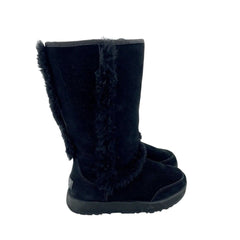 Ugg Sundance Black Suede Leather Fur Sheepskin Boots
