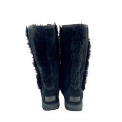 Ugg Sundance Black Suede Leather Fur Sheepskin Boots