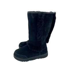 Ugg Sundance Black Suede Leather Fur Sheepskin Boots