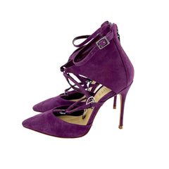 Schutz Dezi Purple Suede Leather Pointed Toe Stiletto Pumps
