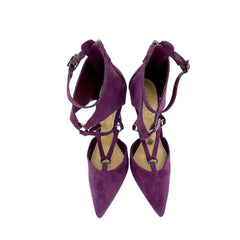Schutz Dezi Purple Suede Leather Pointed Toe Stiletto Pumps
