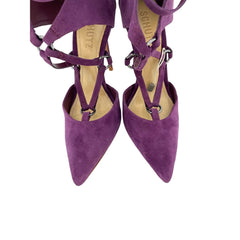 Schutz Dezi Purple Suede Leather Pointed Toe Stiletto Pumps