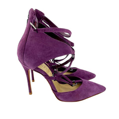 Schutz Dezi Purple Suede Leather Pointed Toe Stiletto Pumps
