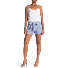 Parker Blue Striped Cotton Shorts with Waist Tie