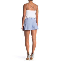 Parker Blue Striped Cotton Shorts with Waist Tie