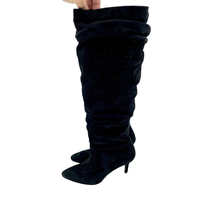 Stuart Weitzman Lafayette Knee High Black Suede Slouch Boots