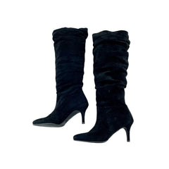Stuart Weitzman Lafayette Knee High Black Suede Slouch Boots