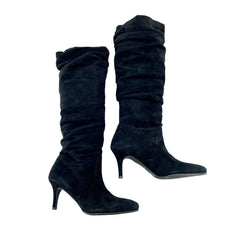 Stuart Weitzman Lafayette Knee High Black Suede Slouch Boots