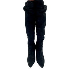 Stuart Weitzman Lafayette Knee High Black Suede Slouch Boots