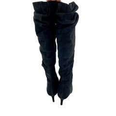 Stuart Weitzman Lafayette Knee High Black Suede Slouch Boots