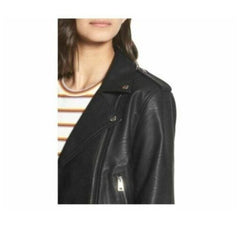 Levi's Black Faux Leather Belted Asymmetrical Motorcycle Jacket