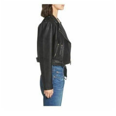 Levi's Black Faux Leather Belted Asymmetrical Motorcycle Jacket