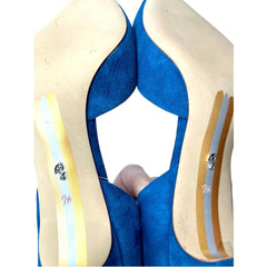 Sam Edelman Viv Sapphire Blue Pointed Toe Suede Mid Heel Dress Pumps