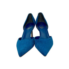 Sam Edelman Viv Sapphire Blue Pointed Toe Suede Mid Heel Dress Pumps