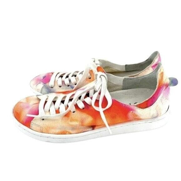 SCHUTZ Sneakers Tie Dye Neon Soft Suede Leather Tennis Shoes SZ 6.5 NEW SH14