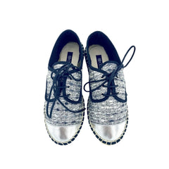 Cuplé Lace Up Espadrille Shoes Silver Metallic Flats