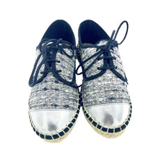 Cuplé Lace Up Espadrille Shoes Silver Metallic Flats