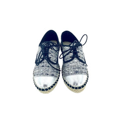 Cuplé Lace Up Espadrille Shoes Silver Metallic Flats
