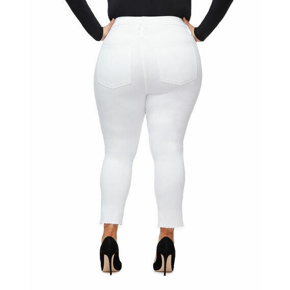 Good American Good Legs Cascade Raw Hem Skinny White Jeans