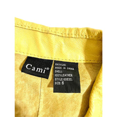 Cami Leather Jacket Scallop Trim Mustard Yellow Crop Blazer - PRE-OWNED