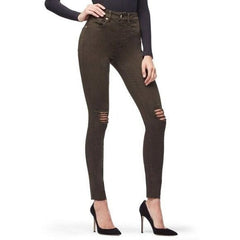 Good American Good Legs Stretch High Rise Ripped Green Jeans