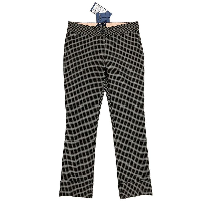 Piazza Sempione Scarlett Straight Leg Ankle Crop Pant Black Check Print