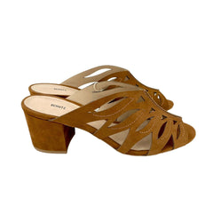 Schutz Brown Suede Leather Open Toe Slip On Sandals