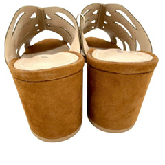 Schutz Brown Suede Leather Open Toe Slip On Sandals